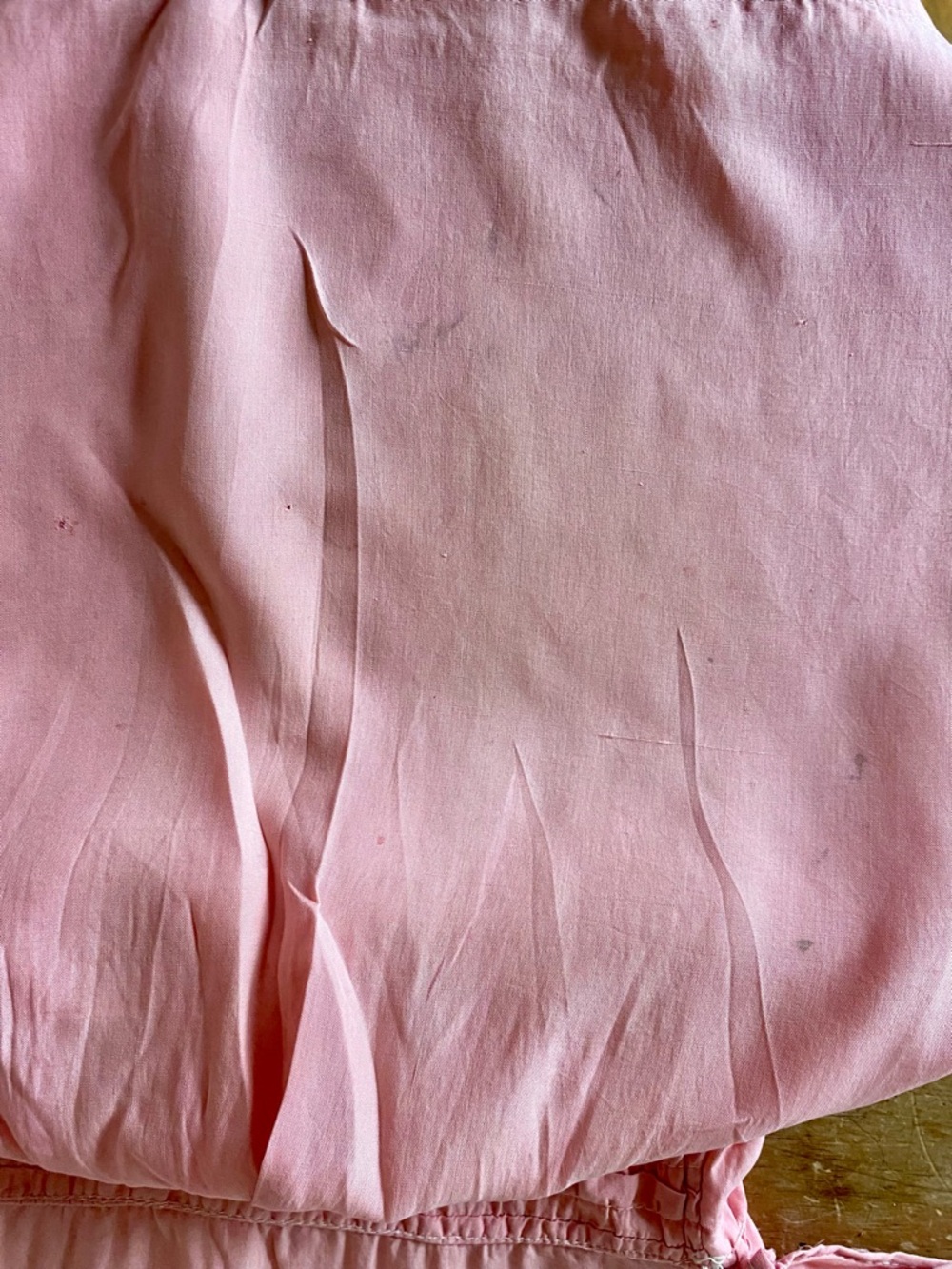 Vintage 1920s Child’s Dress Pink Silk Embroidered Rosette Trim Antique AS IS - Picture 10 of 10